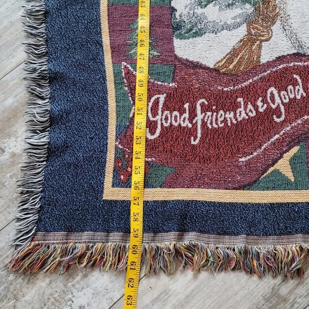 Vintage Home Interiors Throw Blanket Holiday Snowman Tapestry‎ 50x60 Made In USA